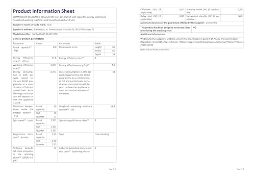 AEG Series 6000 L6FBA51480 washing machine Front-load 8 kg 1400 RPM White